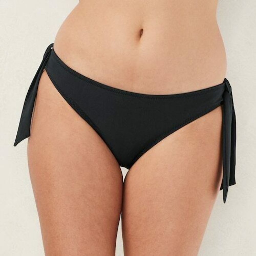 Women's LC Lauren Conrad Fixed Side Tie Lined Bikini Bottom Size XXL Black
